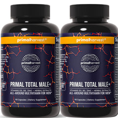 Primal Harvest Total Male+ bottle for daily energy and immune support.
