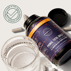 Primal Harvest Total Male+ bottle shown with convenient daily use.