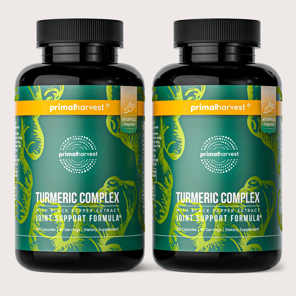 Primal Harvest Turmeric Complex bottle with capsules for joint support.