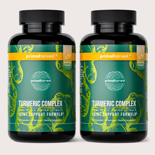 Primal Harvest Turmeric Complex bottle with capsules for joint support.