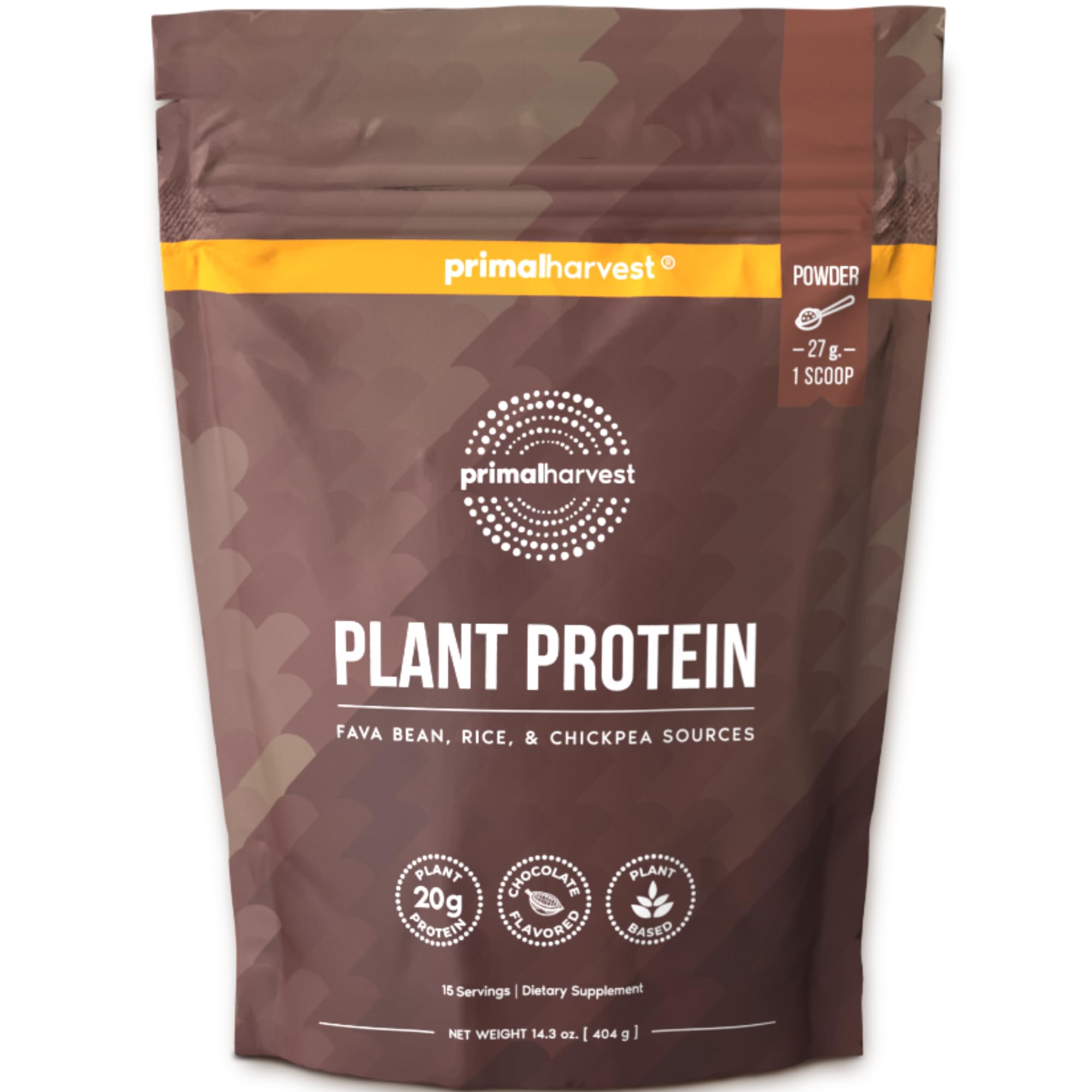 Primal Harvest vegan chocolate protein bottle front view for plant-based protein