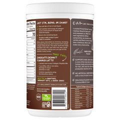 Scoop and pour action shows convenient mix into coffee or smoothies.