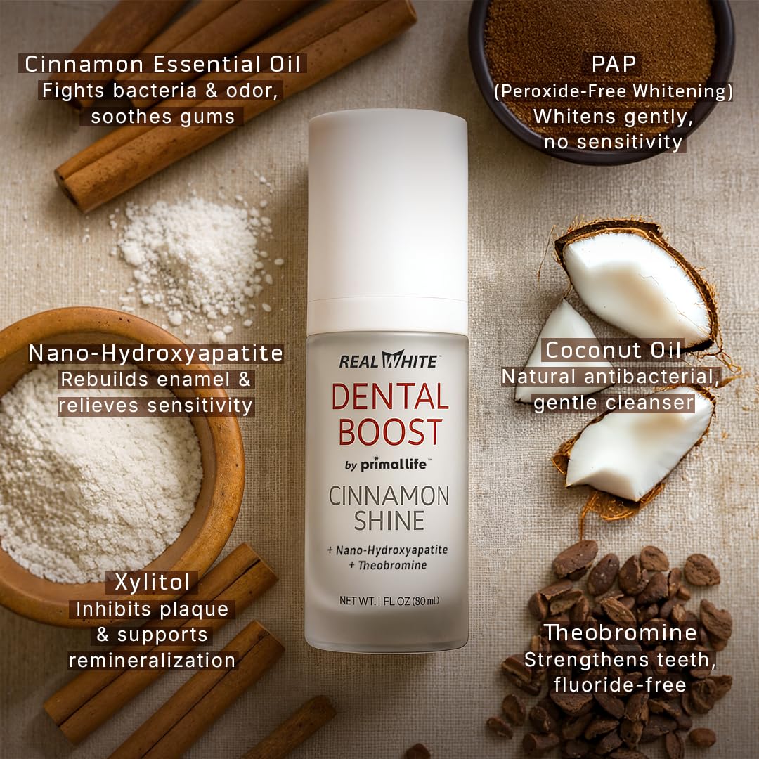 Primal Life Real White Dental Boost after-use breath refreshment visual.