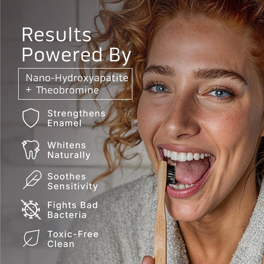 Primal Life Real White Dental Boost packaging highlighting organic, peroxide-free formula.