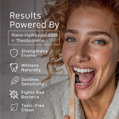 Primal Life Real White Dental Boost packaging highlighting organic, peroxide-free formula.