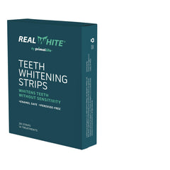 Primal Life Real White Strips packaging highlighting all-natural whitening for on-the-go use.