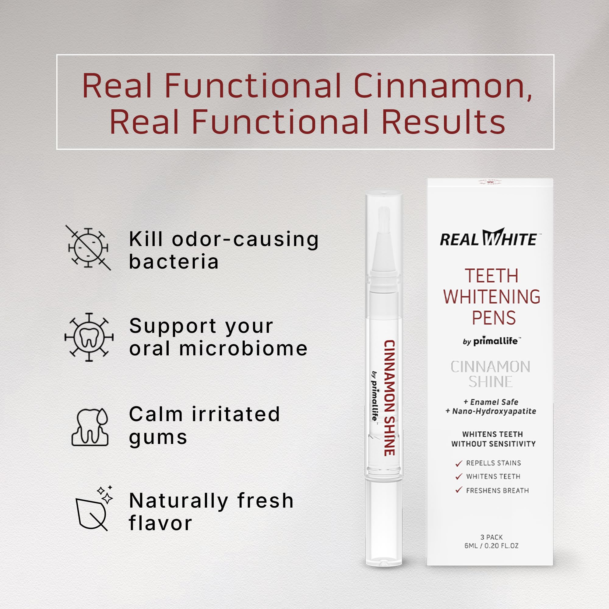 Primal Life Organics Real White Teeth Pen applying gel to teeth for quick results.