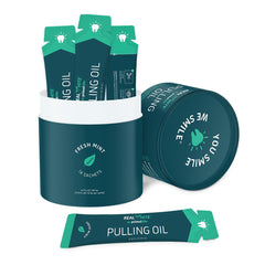 Primal Life Organics Real White Pulling Oil highlights teeth and gums for a brighter smile.