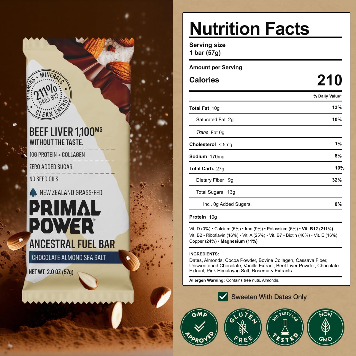 Primal Power beef liver bar closeup melting, convenient clean fuel for active days