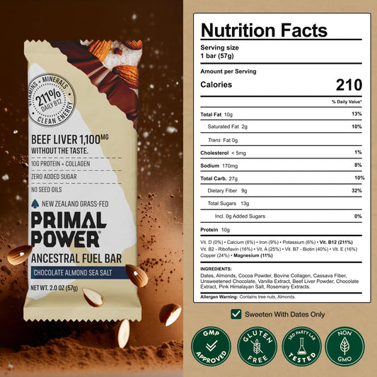 Primal Power beef liver bar closeup melting, convenient clean fuel for active days