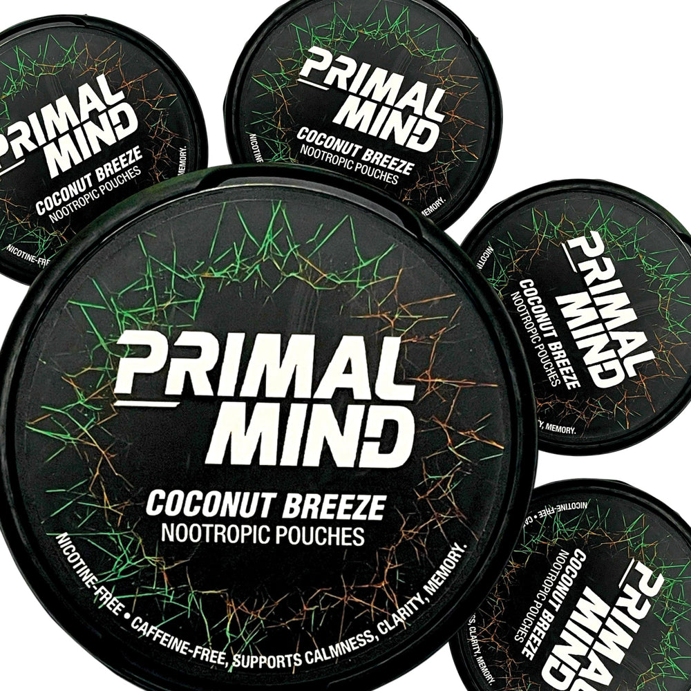 Primal Prelude Coconut Breeze pouch for caffeine-free on-the-go focus