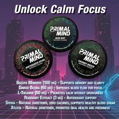 Primal Prelude Ginkgo Biloba pouch highlighting clear thinking during study