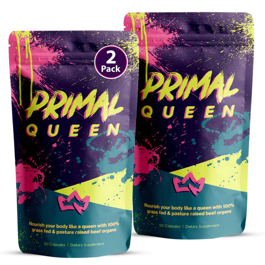 Primal Queen bottle with liver capsules for daily energy support.