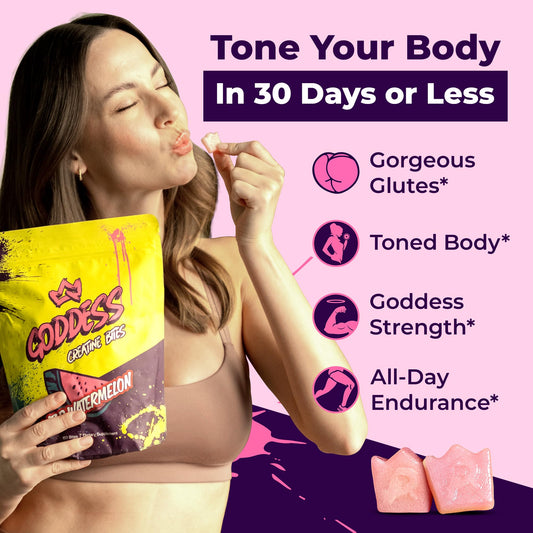 Goddess Creatine Gummies close-up highlighting the clean formula.