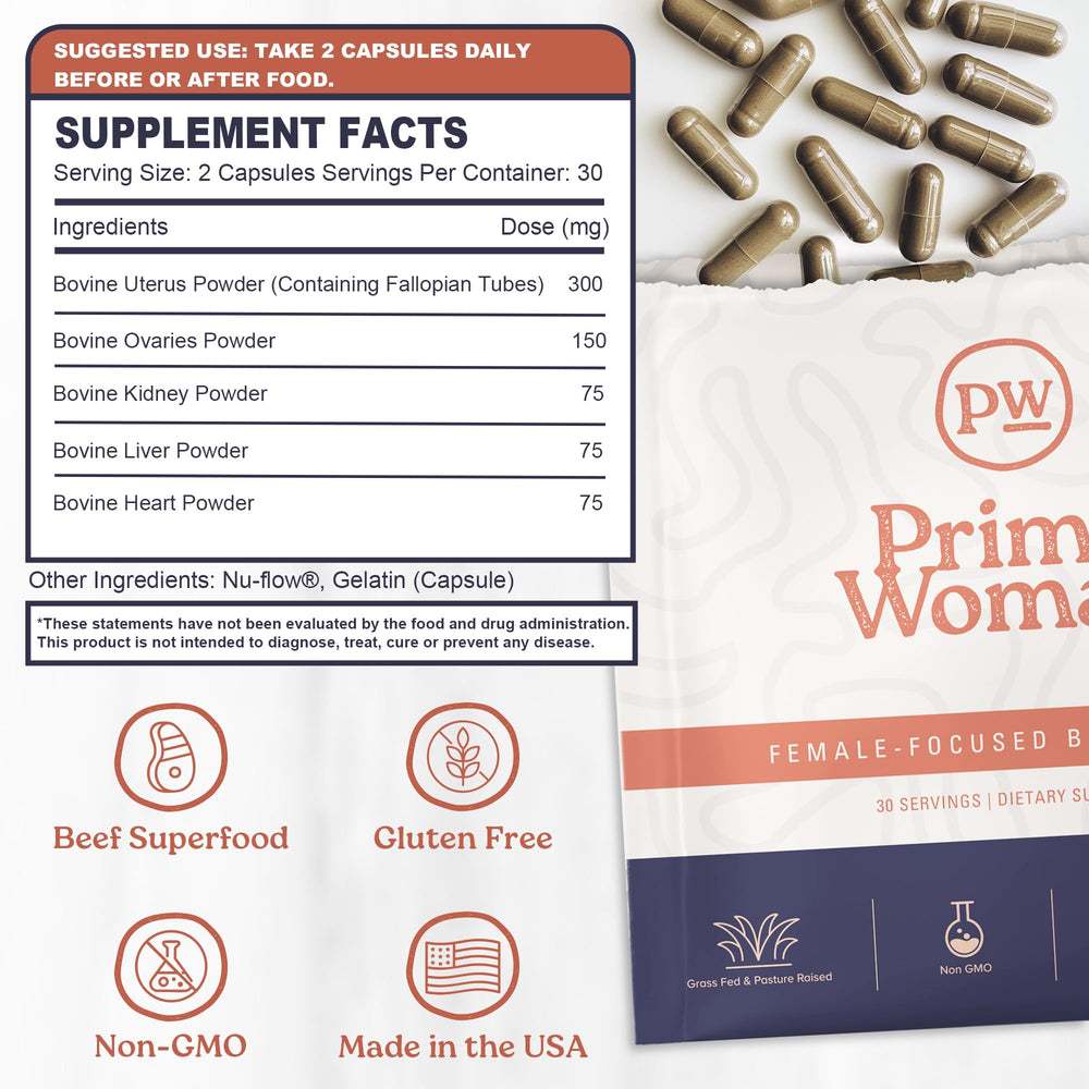 Primal Woman beef liver nutrients close-up highlighting vitamins and minerals.