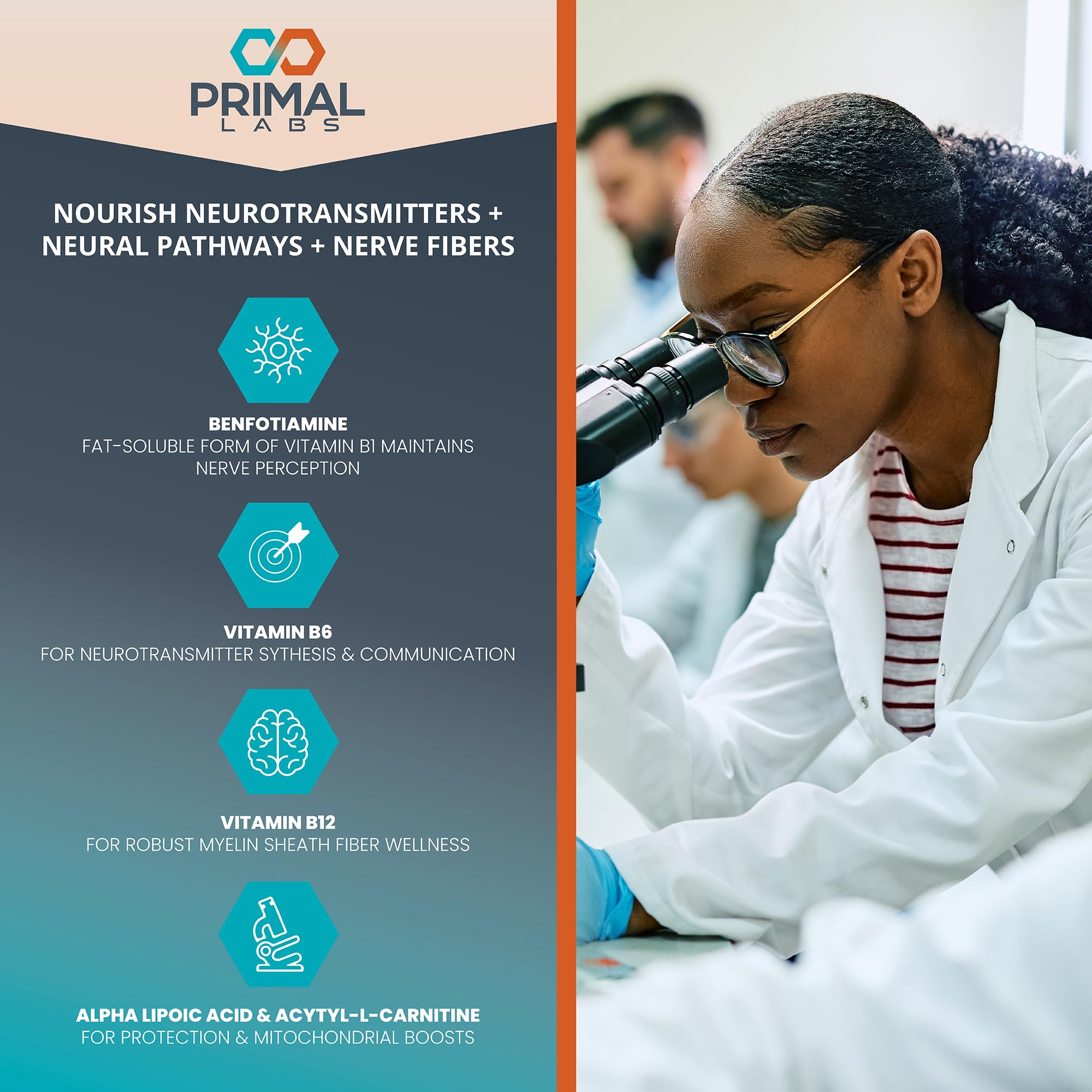 Primal Labs nerve support capsules closeup promotes daily nervous system nourishment and clarity.
