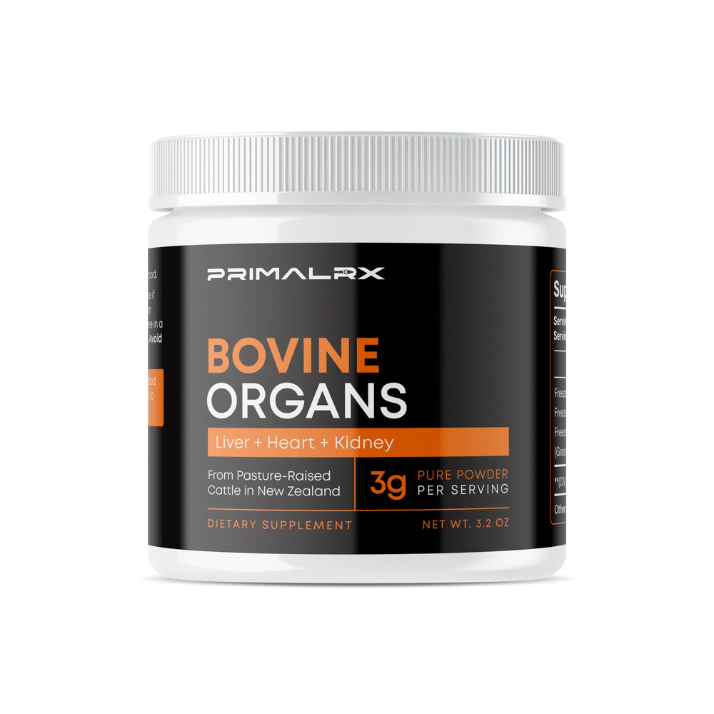 PRIMALRX Bovine Organ Powder desiccated liver for on-the-go whole-food nutrition.