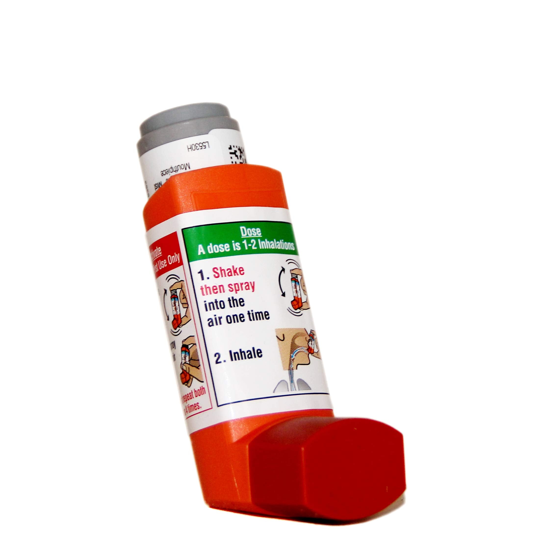 Primatene Mist inhaler ready for use, a compact relief option for mild intermittent symptoms.