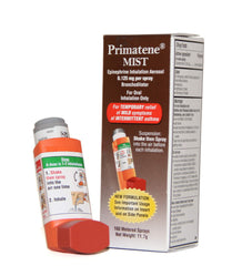 Primatene Mist pack of 1 shown, a portable option for mild intermittent asthma relief.