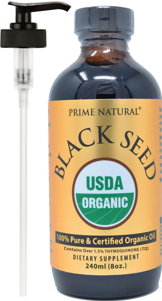 PRIME NATURAL Black Seed Oil 8oz bottle for daily nourishment.
