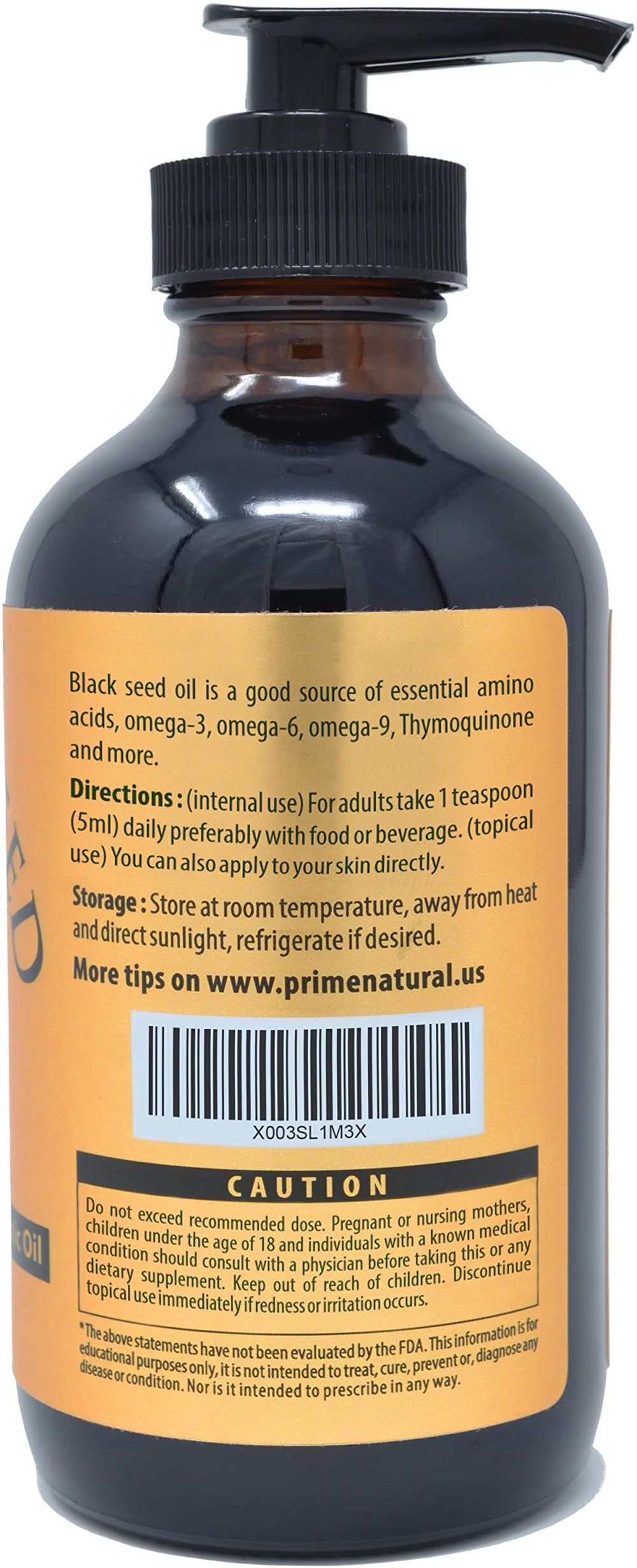 Prime Natural Black Seed Oil teaspoon measure demonstrates daily intake