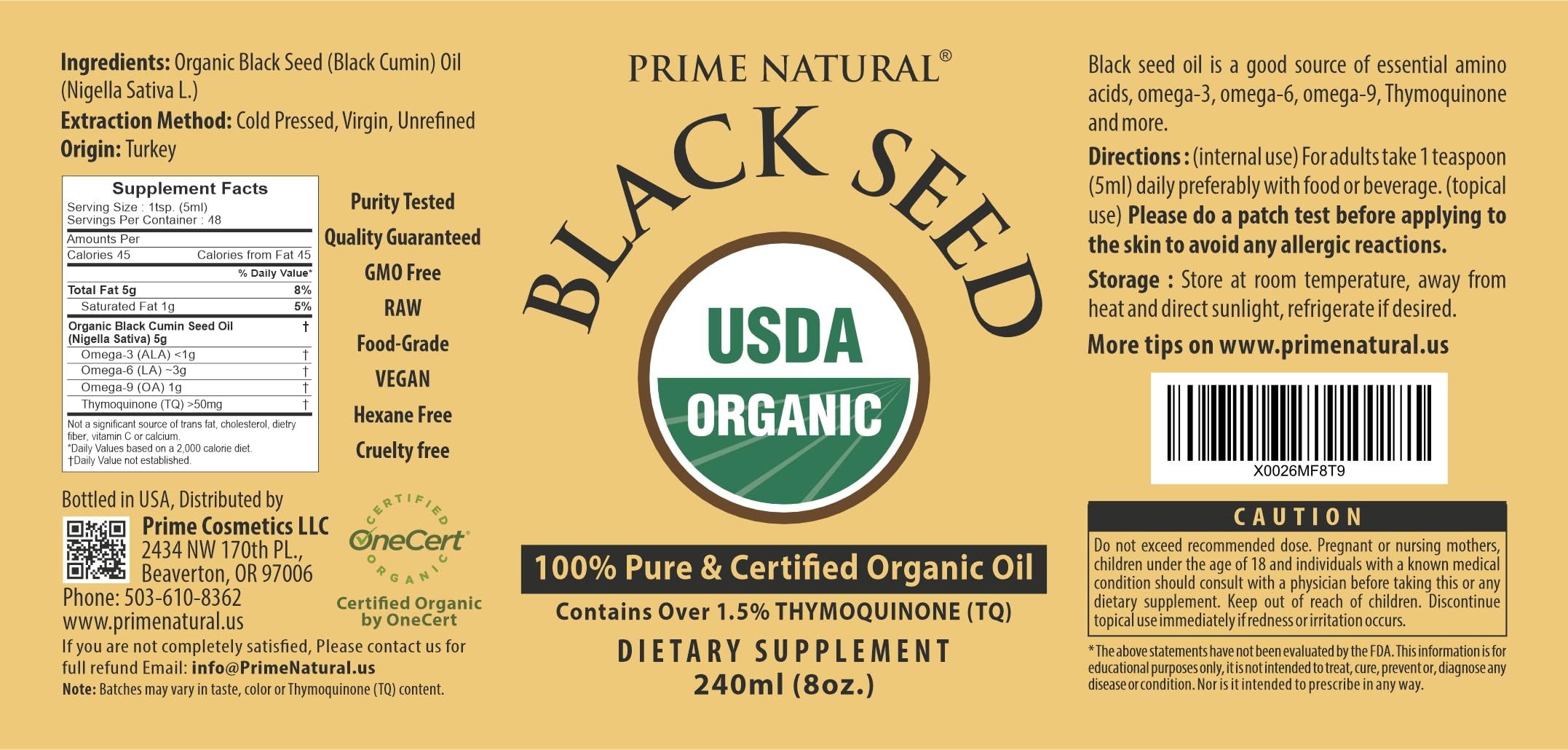 Omega 3-6-9 vegan fatty acids icon with PRIME NATURAL.