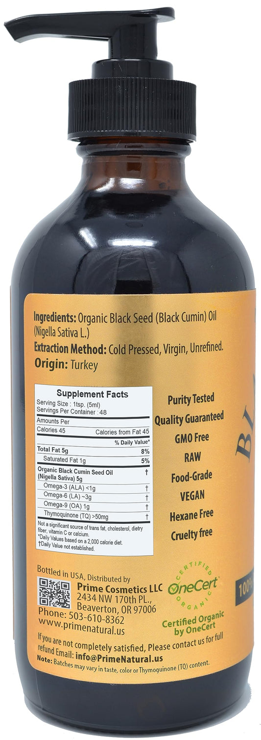 PRIME NATURAL Thymoquinone 1.7% label signaling potency for natural wellness.