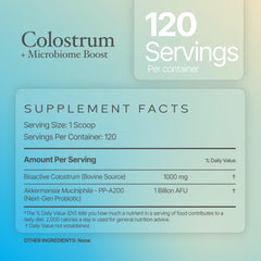 Prime Powders Probiotic and colostrum blend in jar for gut health routine.