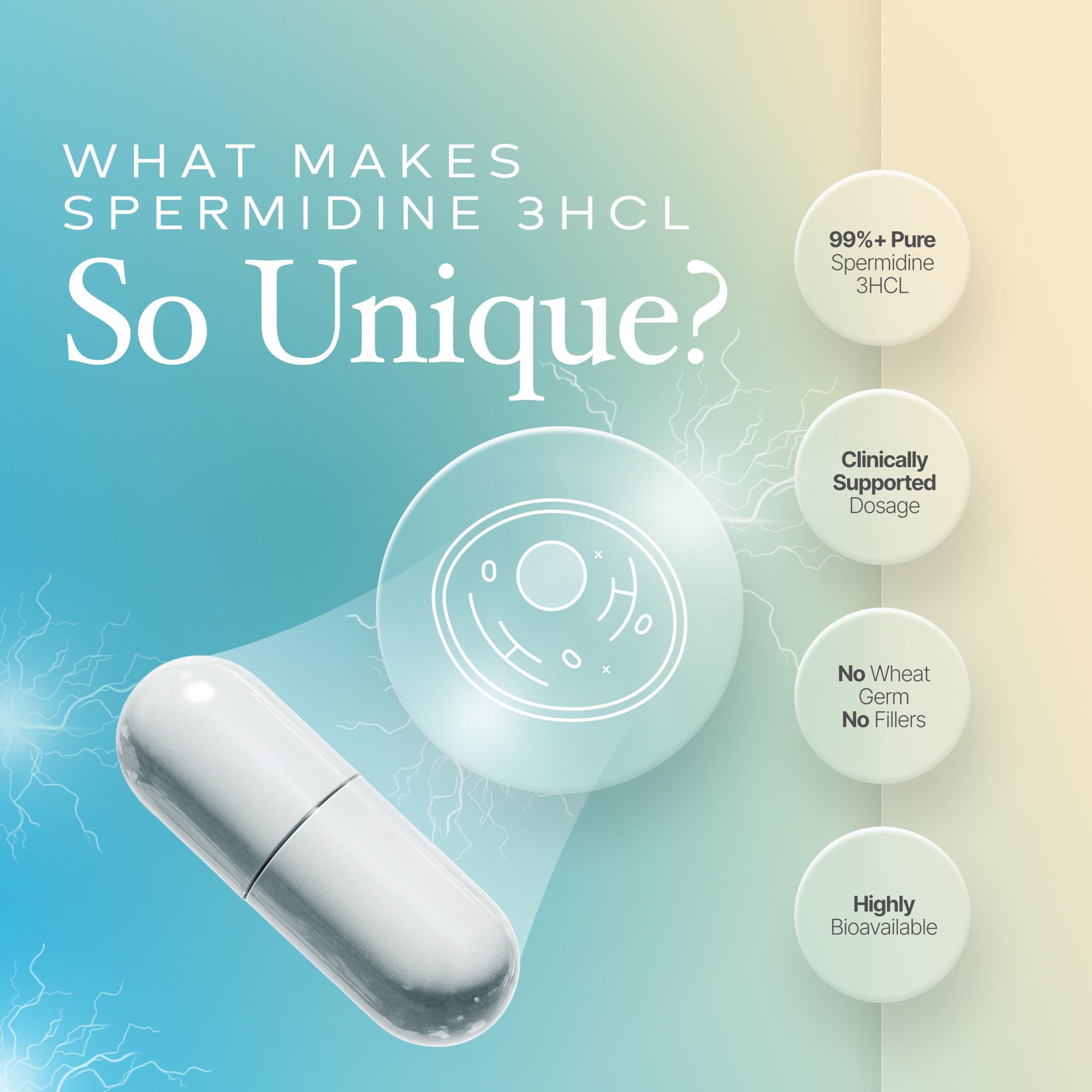 Prime Powders spermidine capsules on a counter illustrate convenient daily dosage.