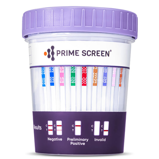 Prime Screen 12-panel urine cup kit, convenient at-home screening.