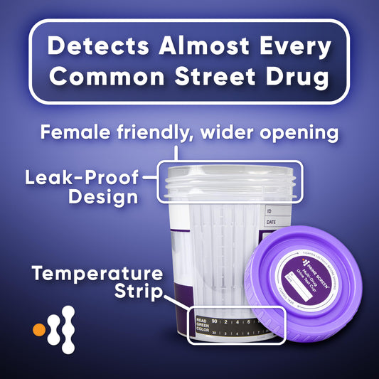 Prime Screen 14-Panel urine test cup results reading with clear lines