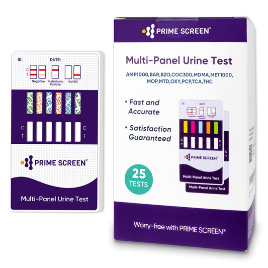 Prime Screen 12-Panel Card front view for convenient home drug testing
