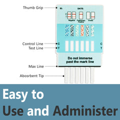 Prime Screen urine collection cup showing step-by-step sampling for home testing
