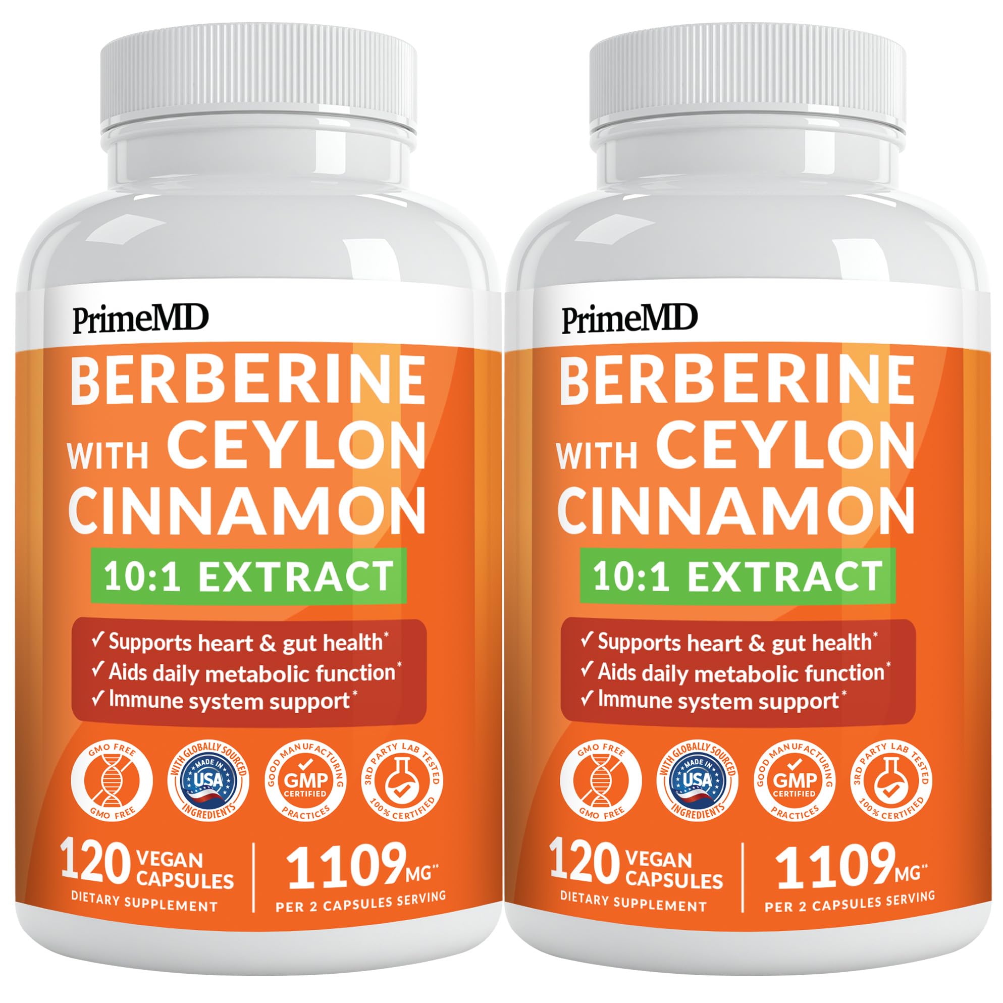 PrimeMD 21-in-1 Berberine bottle front view supports daily energy.