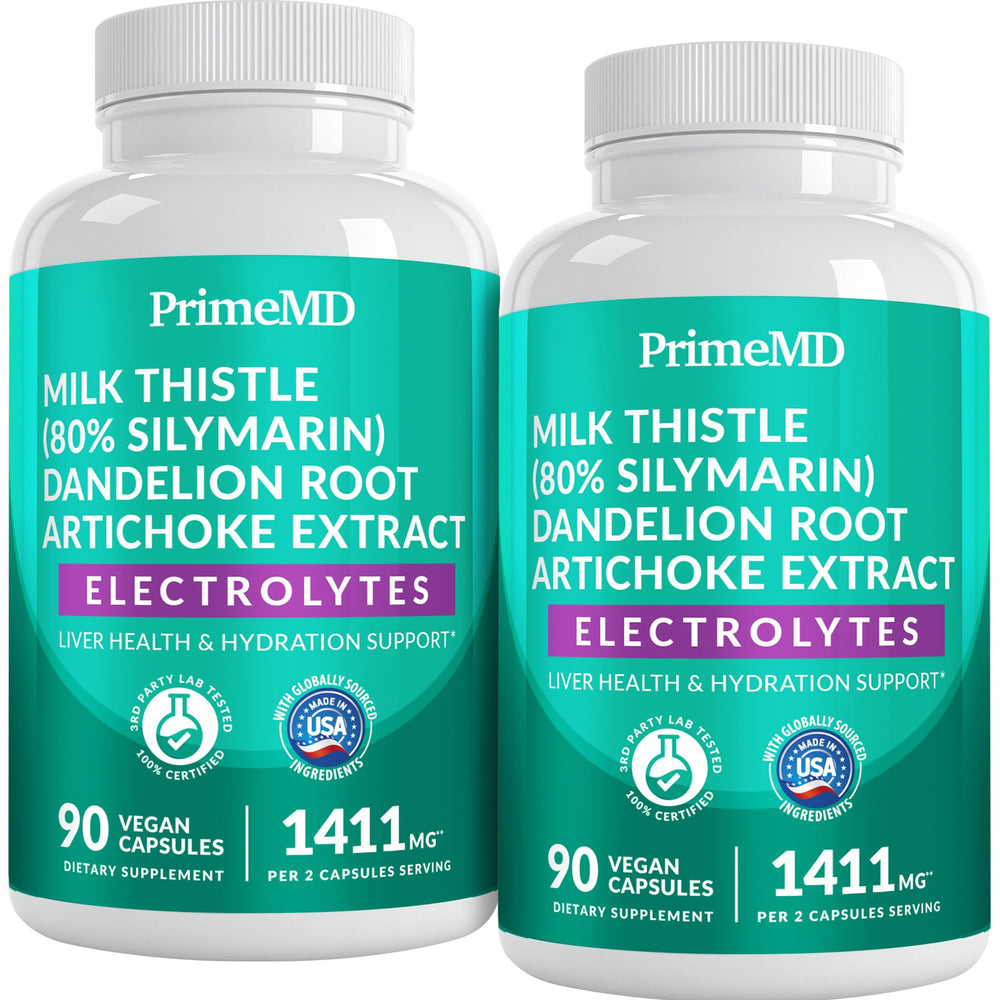 PrimeMD 22-in-1 liver support bottle on shelf for daily hydration and balance