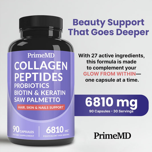 PrimeMD 27-in-1 capsules closeup highlighting soft gel texture