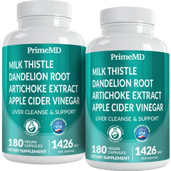 PrimeMD 32-in-1 Liver Support bottle keeping liver care on track.