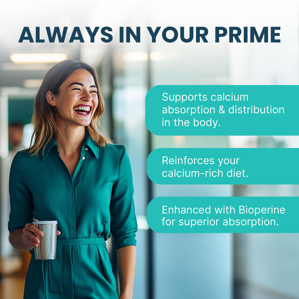 PrimeMD 4-in-1 calcium vegan gluten-free icon on bottle, diet-friendly.