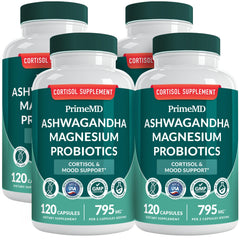 PrimeMD 5-in-1 cortisol bottle with Ashwagandha for calm focus.
