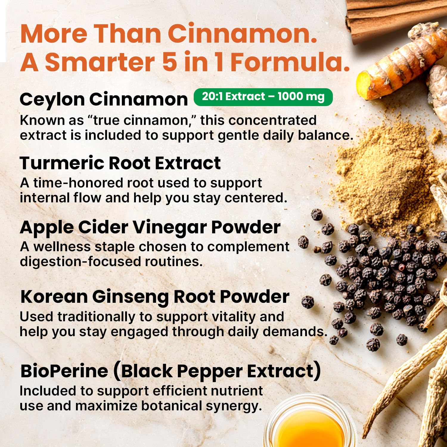 Bottled PrimeMD cinnamon-turmeric blend with apple cider vinegar notes