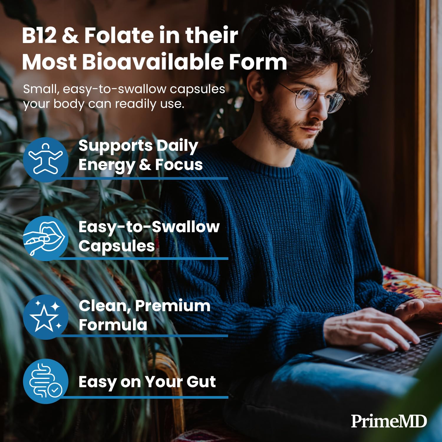 PrimeMD B12 Methylcobalamin capsules emphasize high-purity methylcobalamin in daily use.