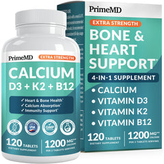 PrimeMD calcium 1200 mg bottle front view showing vegan formula for daily bone support