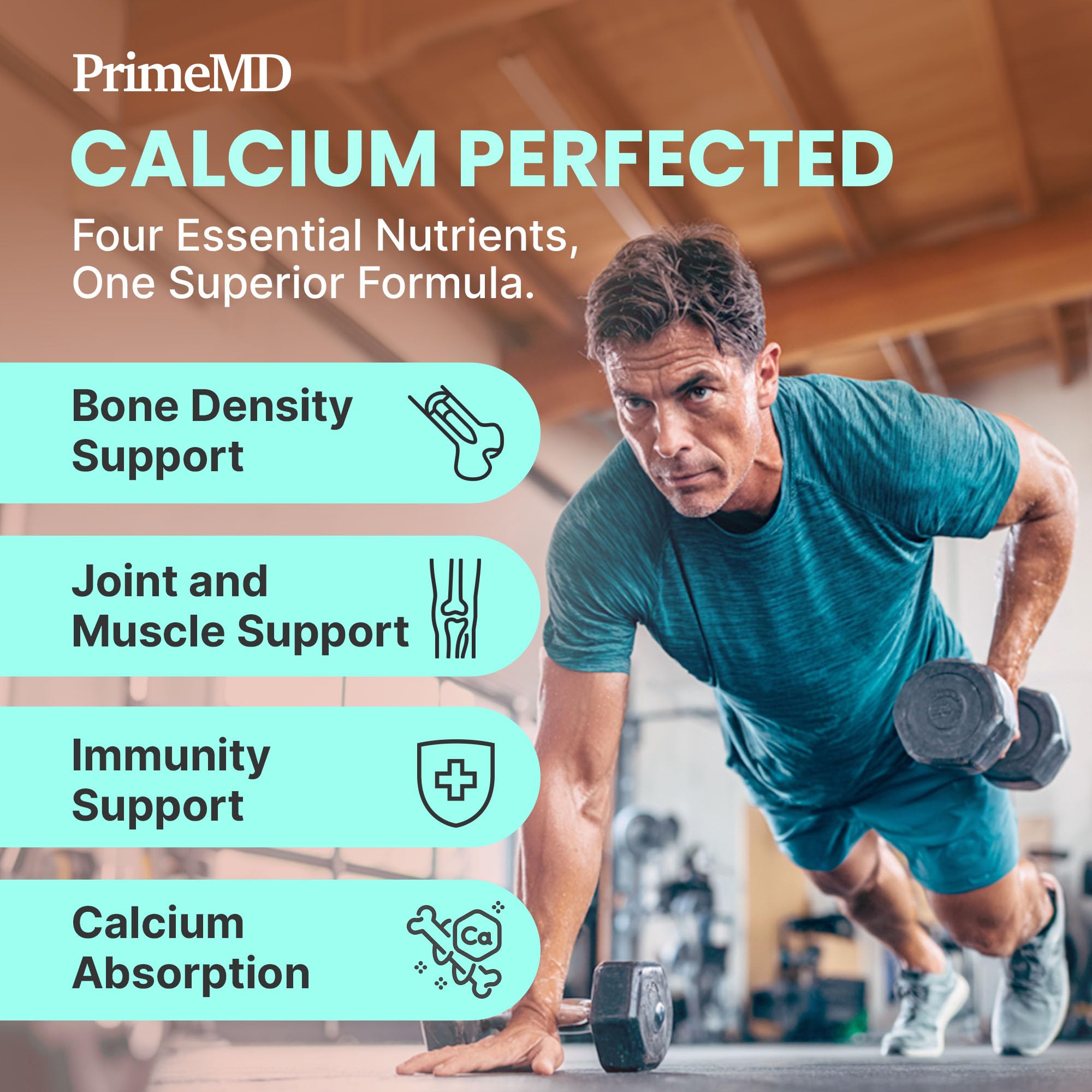 PrimeMD calcium D3 K2 icon conveys gluten-free assurance