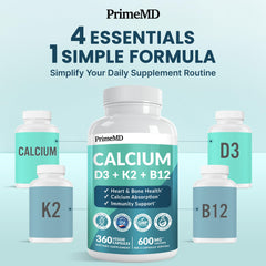 PrimeMD calcium tablets close-up showing easy-to-swallow capsules for daily use.