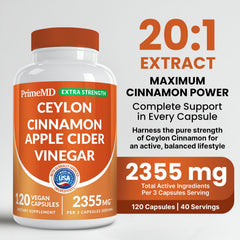 PrimeMD cinnamon 1000mg-serving capsules highlighting strong daily intake