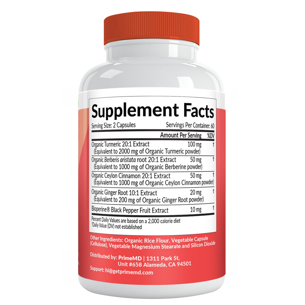 PrimeMD ginger root capsules close-up emphasizes digestion-friendly spice.