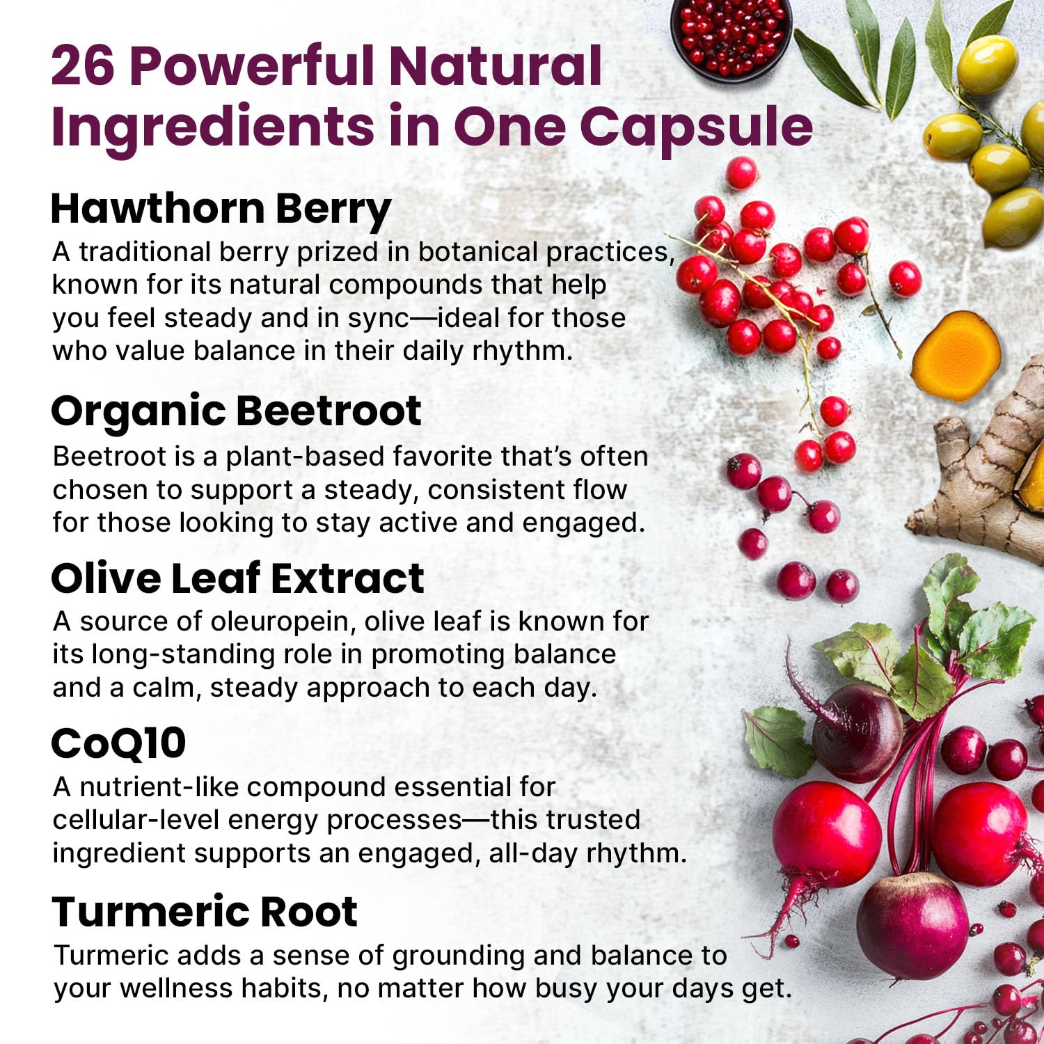 PrimeMD Hawthorn Berry ingredient image highlights heart-friendly botanicals in the formula.