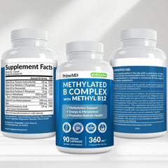PrimeMD methylated B complex packaging on shelf for easy daily use