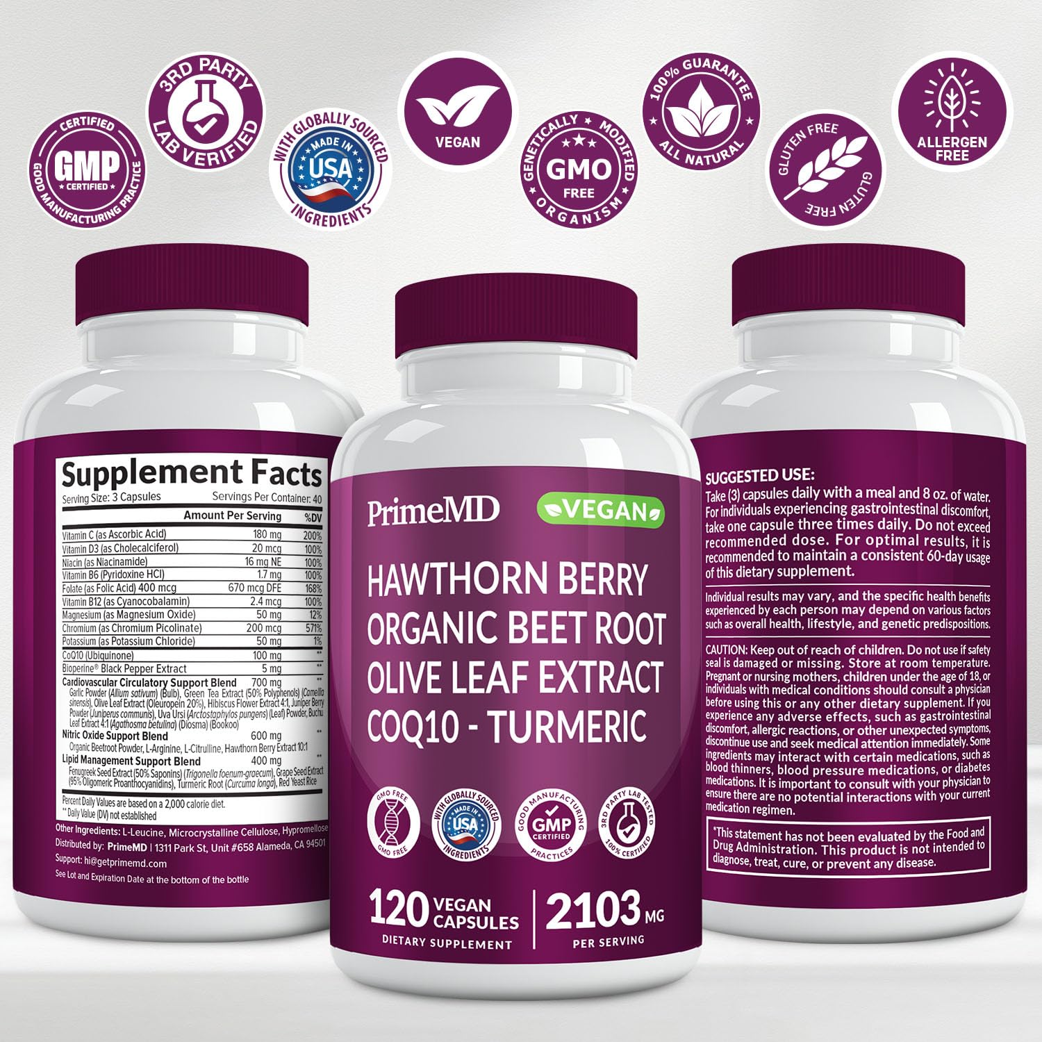 PrimeMD Olive Leaf Extract ingredient shot signals circulation support from timeless wellness ingredients.