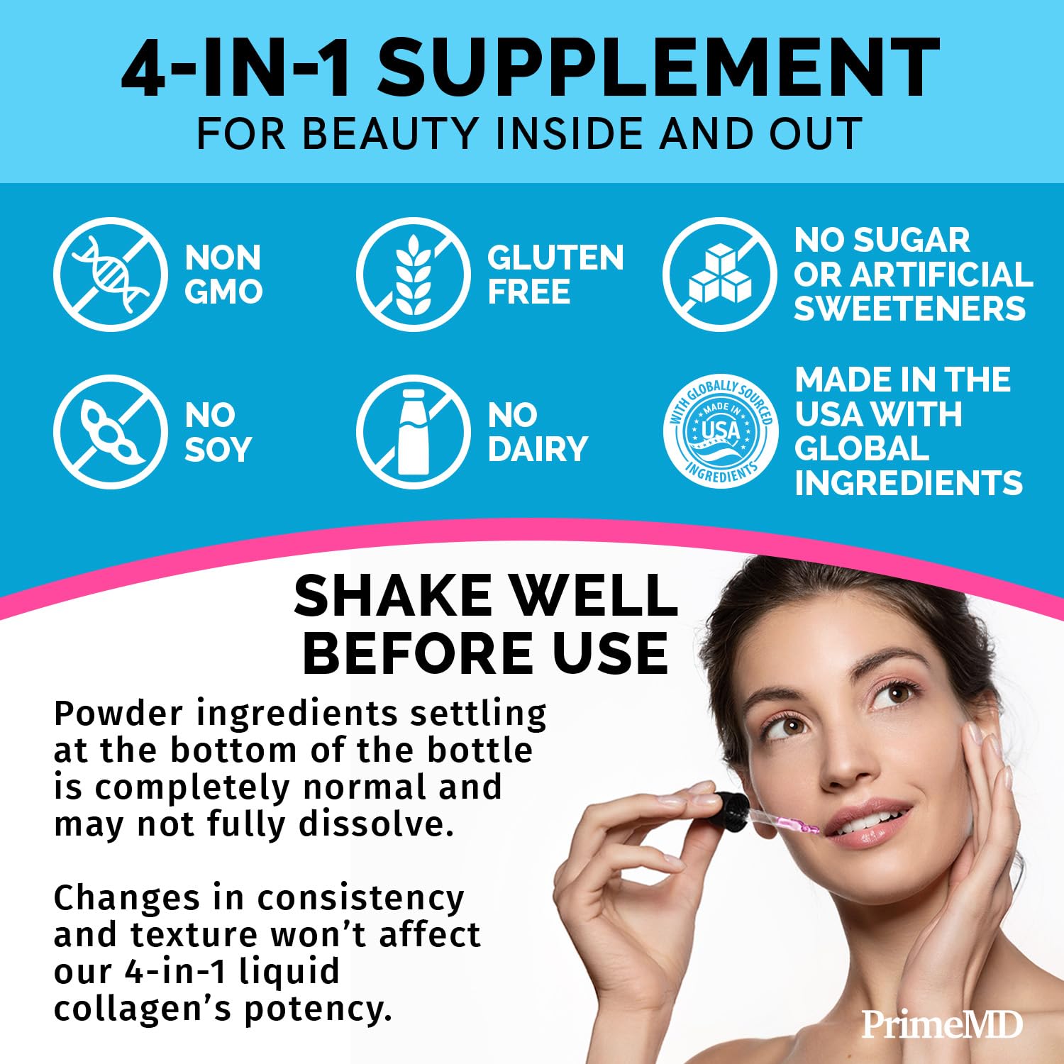 PrimeMD Raspberry flavored liquid drops close-up for easy use.